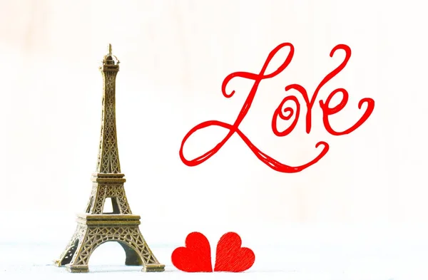 Eiffel Tower Red Hearts Valentine Day Concept — Stock Photo, Image