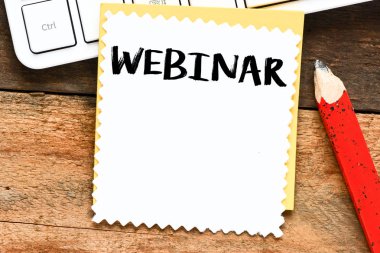 Webinar / Webinar etiket yazıt bilgisayar klavye üzerinde