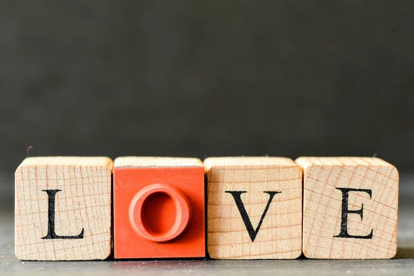 Cubes Décoratifs Bois Avec Lettres Amour Concept Saint Valentin — Photo