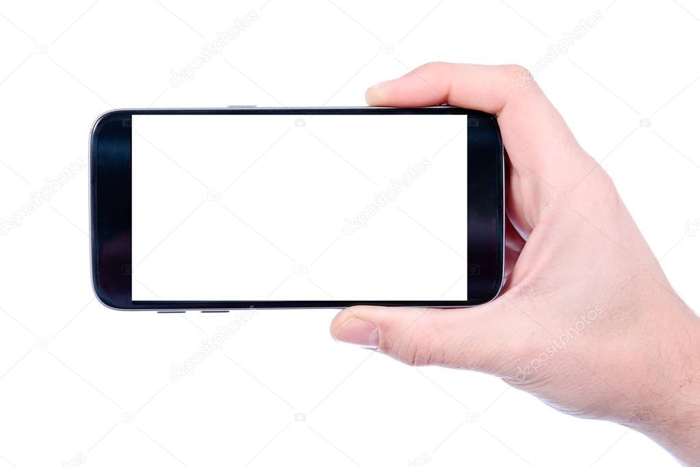 Touch screen smartphone in a hand