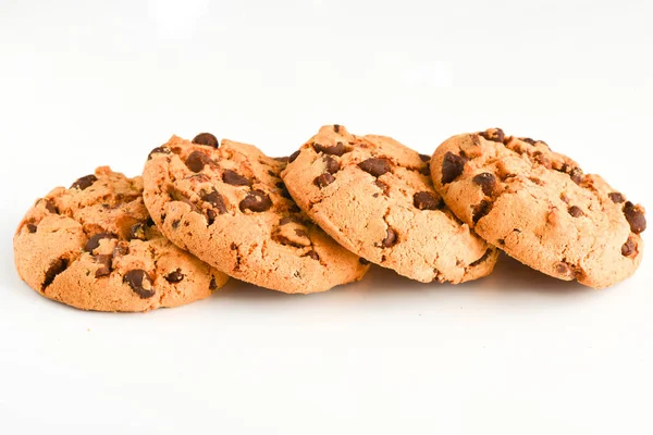 Печиво Шоколадними Чіпсами Ізольовано Білому Тлі Солодке Печиво — стокове фото