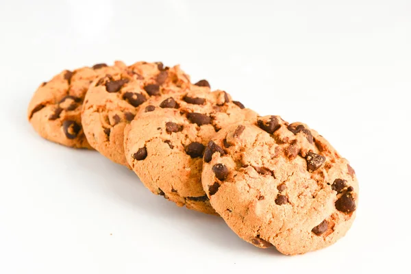 Biscotti Cioccolato Isolati Sfondo Bianco Biscotti Dolci — Foto Stock