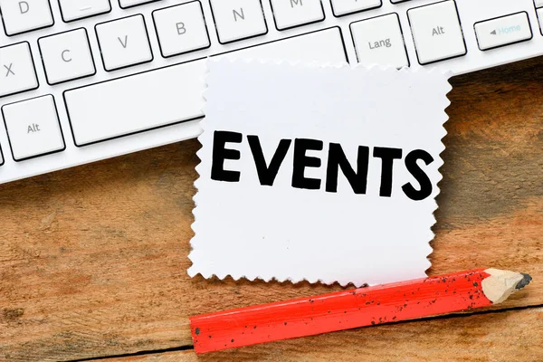 Eventos Adhesivo Con Inscripción Eventos Sobre Teclado Del Ordenador —  Fotos de Stock