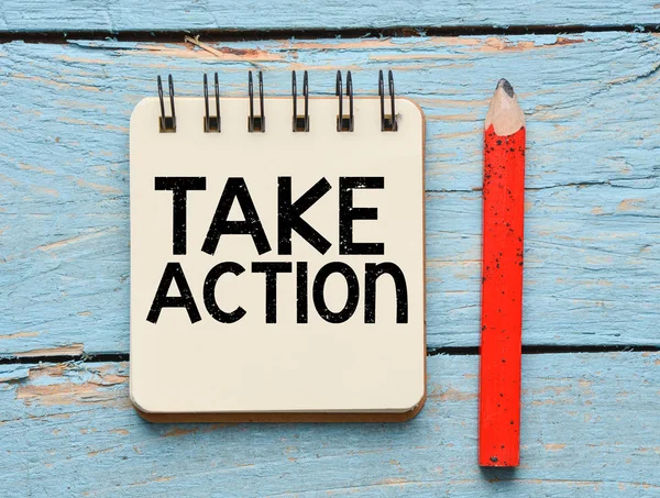 Take Action Word Sticky Note — Stock Photo, Image