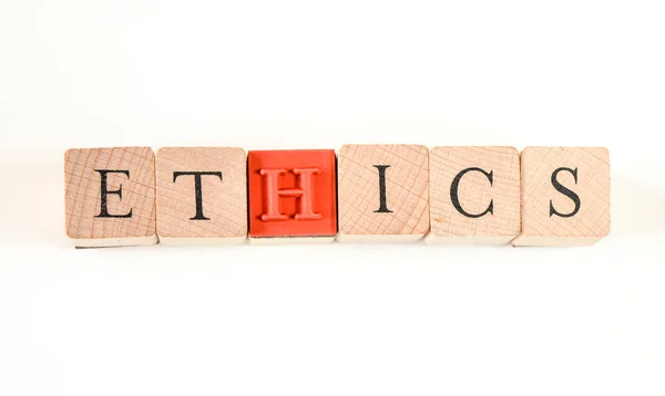 Close View Wooden Cubes Letters Ethics — Stock Photo, Image