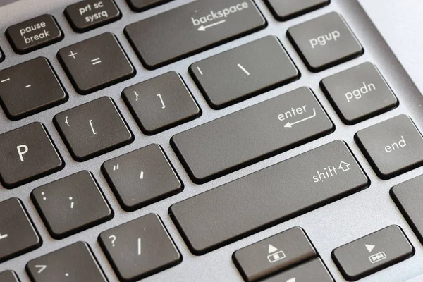 Närbild Laptop Tangentbord Knappar Med Symboler — Stockfoto