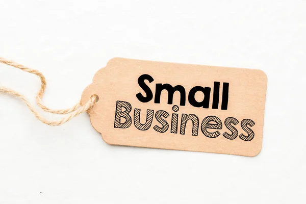 Κοντινό Πλάνο Του Badge Χαρτιού Κείμενο Για Μικρές Επιχειρήσεις — Φωτογραφία Αρχείου