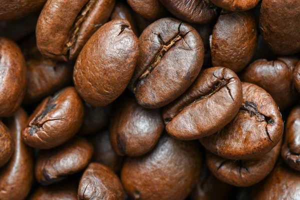 Nahaufnahme Von Köstlichen Frisch Strukturierten Kaffeekörnern — Stockfoto