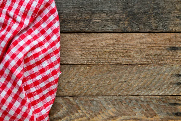 Wooden Brown Table Red Kitchen Tissue Empty Space — Stock Photo, Image