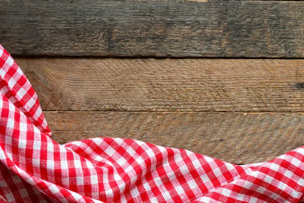 Wooden Brown Table Red Kitchen Tissue Empty Space — Stock Photo, Image