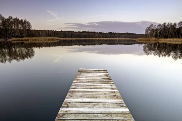 Vieille Passerelle Bois Sur Lac — Photo