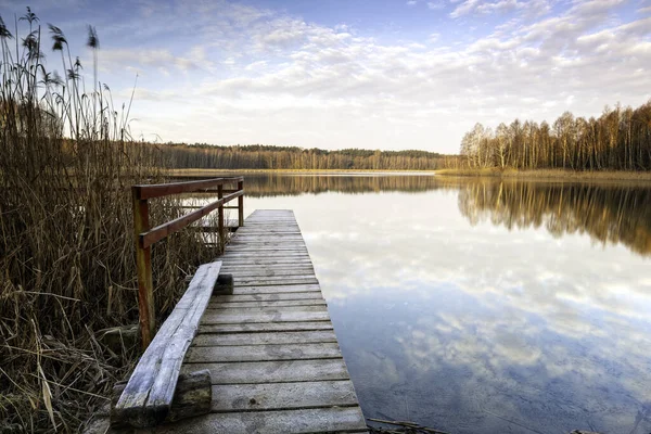 Old Wooden Footbridge Lake — Stock Photo, Image