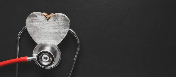 Coeur Avec Stéthoscope Santé Cardiaque Concept Assurance Maladie Journée Mondiale — Photo