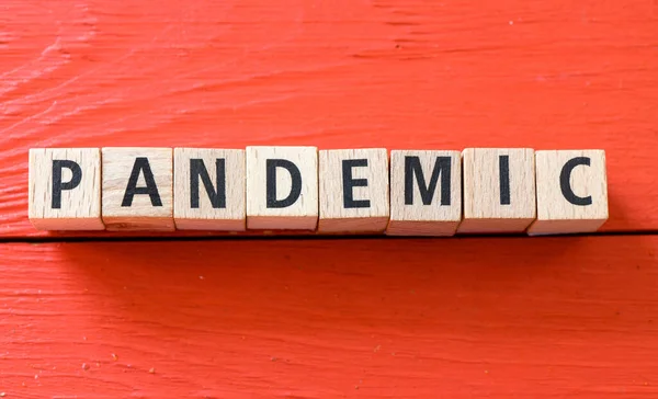 Pandémica Palabra Arreglada Letras Madera Pandemia —  Fotos de Stock