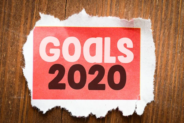 Buts 2020 Livre Rouge Avec Objectifs 2020 Texte Sur Table — Photo