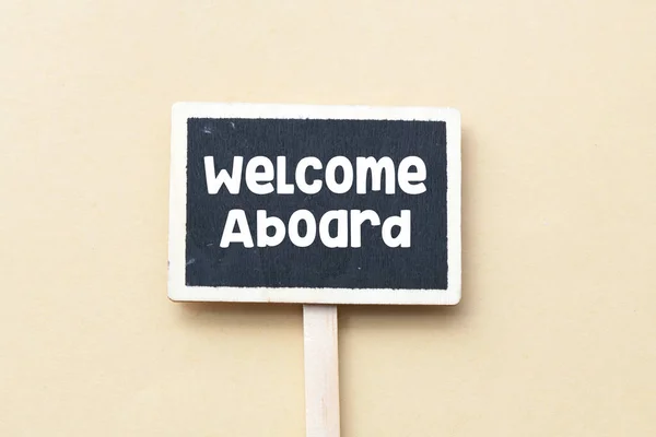 Καλώς Ήρθες Στο Σπίτι Λέξη Καλωσόρισμα Στο Πλοίο Γραμμένο Πίνακα — Φωτογραφία Αρχείου