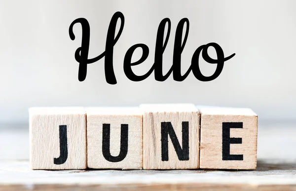 Hello June Texto Saudação Novo Mês Conceito — Fotografia de Stock