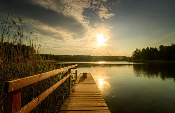 Old Wooden Footbridge Lak — Stock Photo, Image