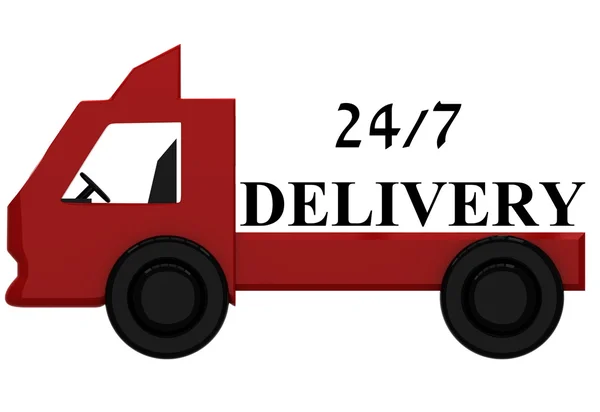 Caminhão de entrega com inscrição — Fotografia de Stock
