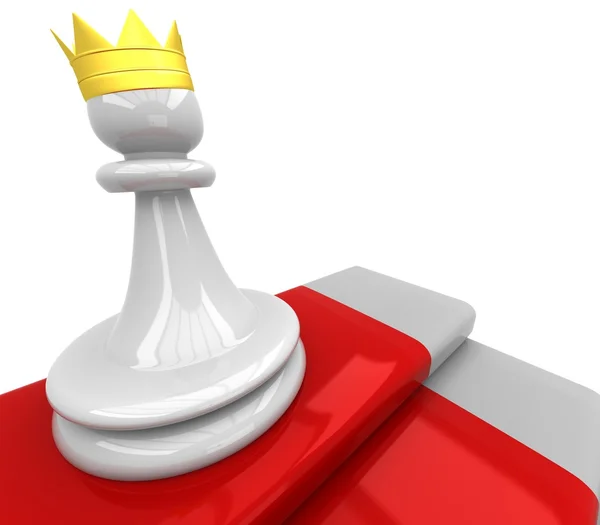 Pawn in crown on a ladder — Stock Photo, Image