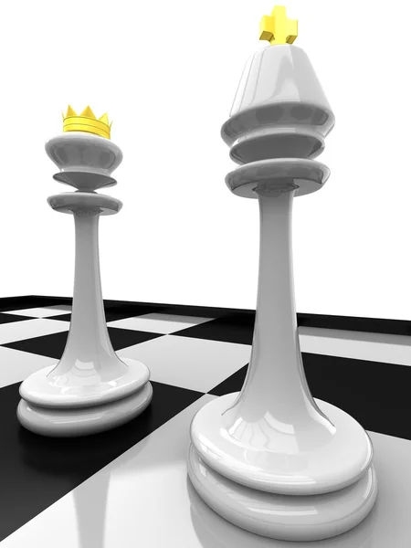 Échecs 3D. Reine et Roi — Photo