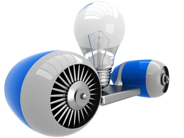 3D lamp on flying engine — Stock Photo, Image