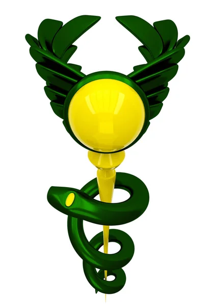 3D Asclepius medicinsk symbol — Stockfoto