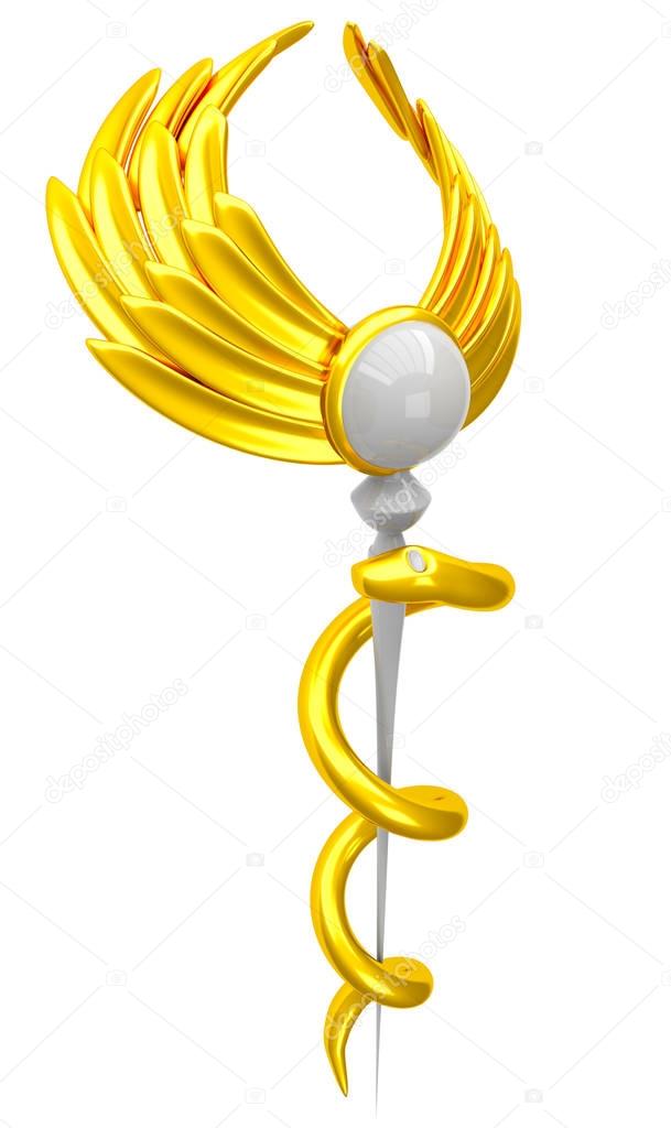 3D Asclepius medical symbol