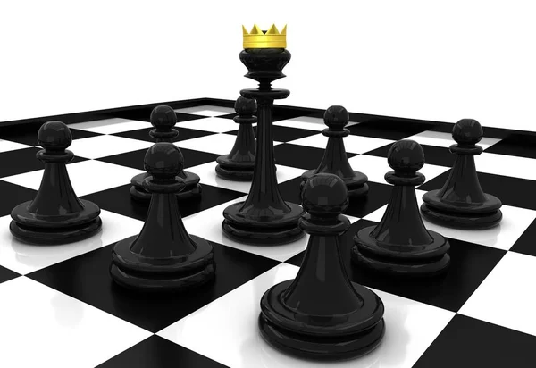 Peões de xadrez e rainha — Fotografia de Stock