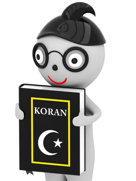 3D Man with Koran — Stock Photo, Image