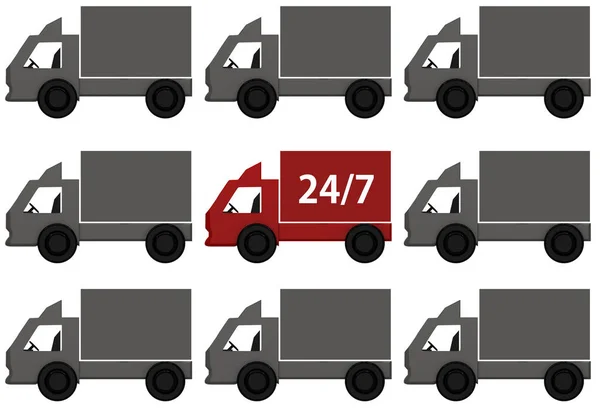 Arka plan ile dağıtım kamyonları — Stok fotoğraf