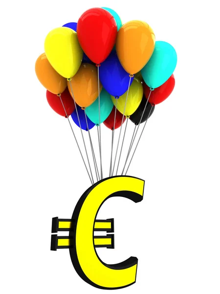 The 3d sign of the euro on the balloons — Stock Photo, Image