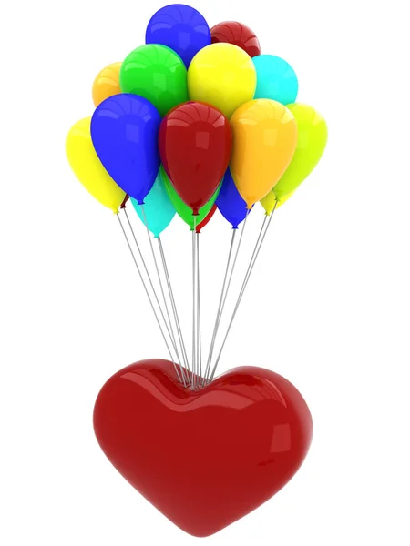 3D сердце с воздушными шарами — стоковое фото
