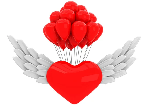 Coração 3D com asas — Fotografia de Stock