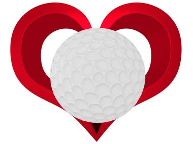 Kırmızı kalp içinde 3D golf topu