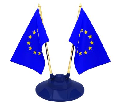 3D izole Avrupa Birliği bayrakları