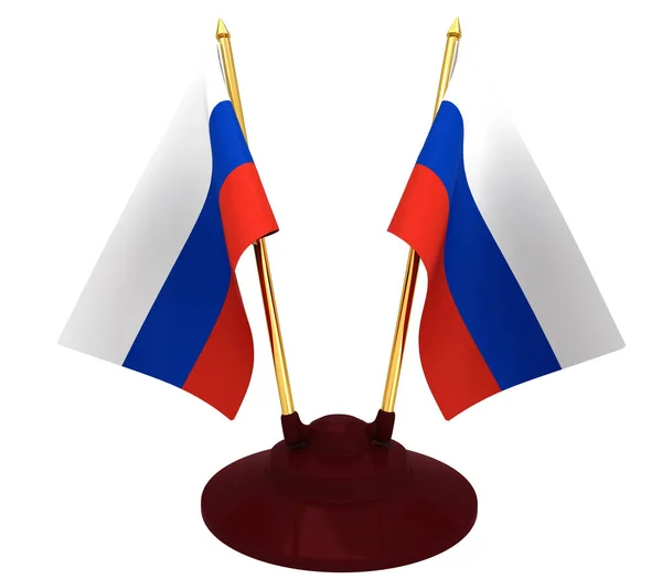 3D Russian flag on flagstaff — Stock Photo, Image