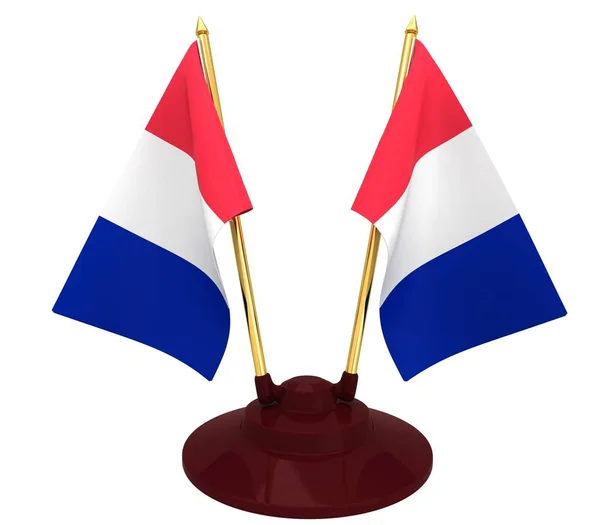 3D francouzské vlajky na stožáru — Stock fotografie