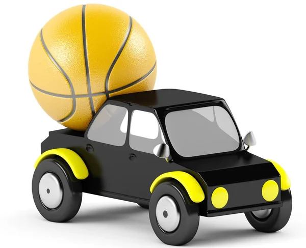 3D Basketball in a black car — Stock Photo, Image