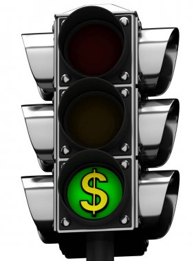 3D trafik ışığı ve dolar işareti