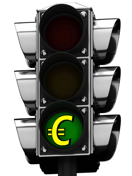 3D trafik ışığı ve euro simgesi — Stok fotoğraf