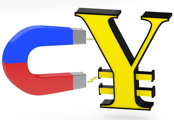 3D-Magnet und Yen-Zeichen — Stockfoto