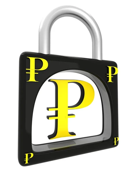 3D ruble padlock — Stock Photo, Image