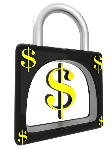 3D dollar sign in padlock — Stock Photo, Image