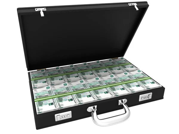 3D Suitcase full of rubles Stock Picture