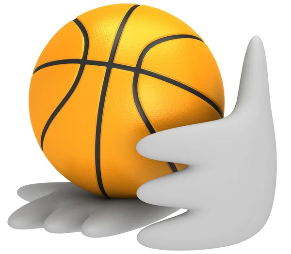 3d Basketball ball in hands — Stock Photo, Image