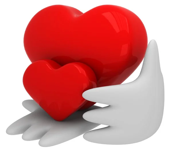 3D red heart in hand — Stock Photo, Image