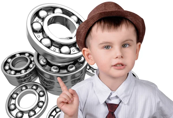 Ein Junge Mit Hut Vor Einem Gang Das Konzept Des — Stockfoto