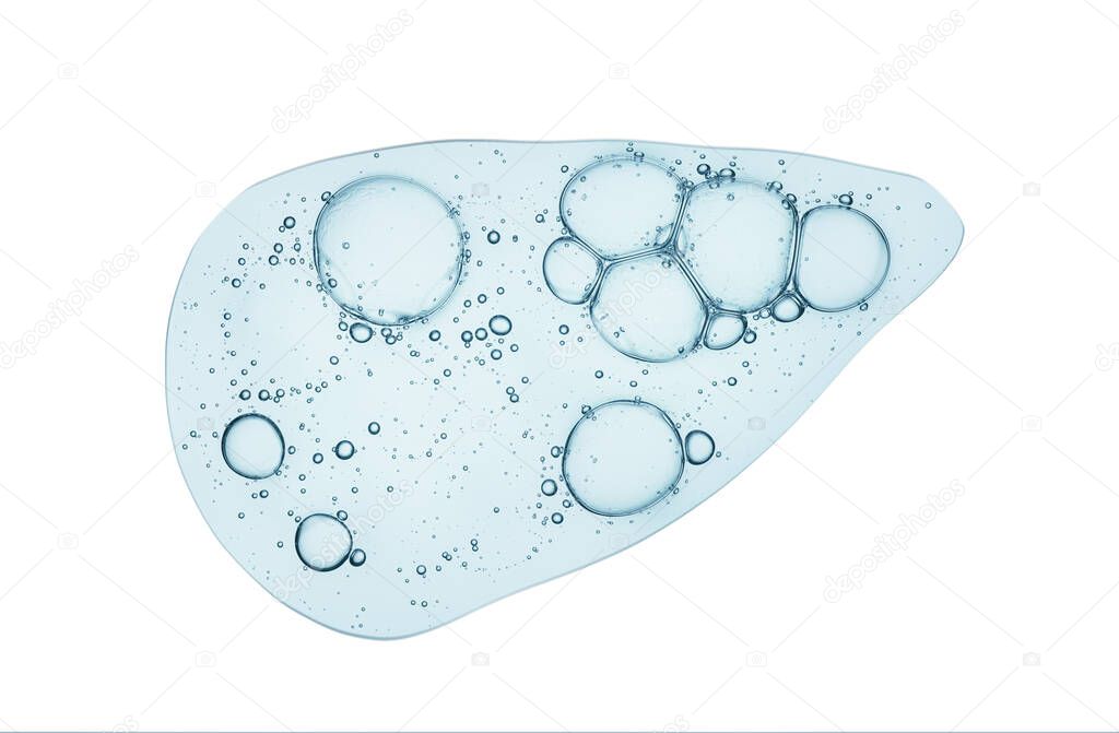 Liquid cosmetic moisturizing gel or serum swatch on glass of microscop background