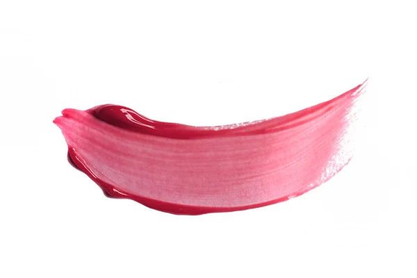 Błyszczyk Wargi Ciemnoczerwony Kolor Próbki Smugi Izolowane Białym Tle Rozmaz — Zdjęcie stockowe